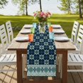 thumbnail image 4 of Table Runners 36 Inches Long Dress Scarves, Dark Blue Flowers Farmhouse Kitchen/Dining Table Runner, Short Coffee Tablerunners, Vintage Rustic Abstract Floral Aesthetic 13x36 Inch, 4 of 9