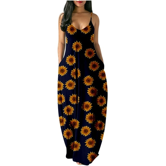Leutsin Robe Décontractée à Fleurs pour Femme Aguichant à Rayures Sans Manches Longue Robe Grande Taille