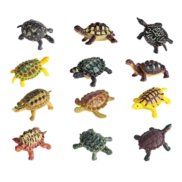 12 de Animales Realistas, Estatuas en Miniatura, Juguetes para Niños, , Modelos de para Escritorio, Oficina, Hogar, Sa Tortuga