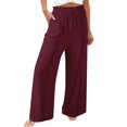 thumbnail image 2 of yunLCZ Women's Casual Plus Size Pants Women Fashion Solid Color Cotton Elastic Long Pants Beach Leisure Trousers Work Clothes for Office, 2 of 4