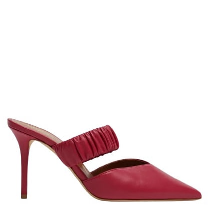Malone Souliers Matilda 85 Pointed Leather Mules in Cherry, Brand Size 36 ( US Size 6 )