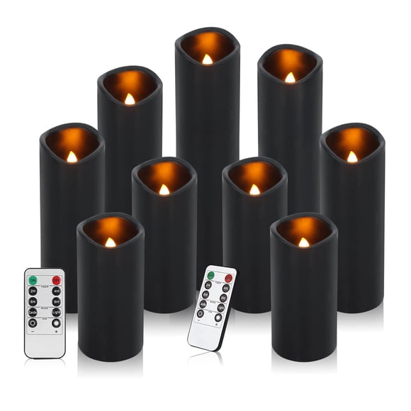 Velas sin llama Vinkor Black, juego de 9 con mando a distancia