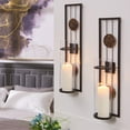 thumbnail image 4 of Danya B Metal Medallion Wall Mount Pillar Candle Sconces - Set of 2, 4 of 5