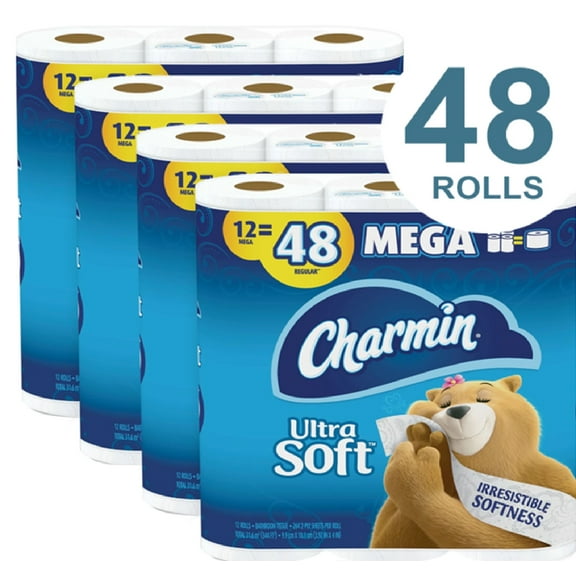 Charmin Ultra Soft Bathroom Tissue, Septic Safe, 2-Ply, White, 4 X 3.92, 264 Sheets/Roll, 48 Rolls/Carton - PGC79546
