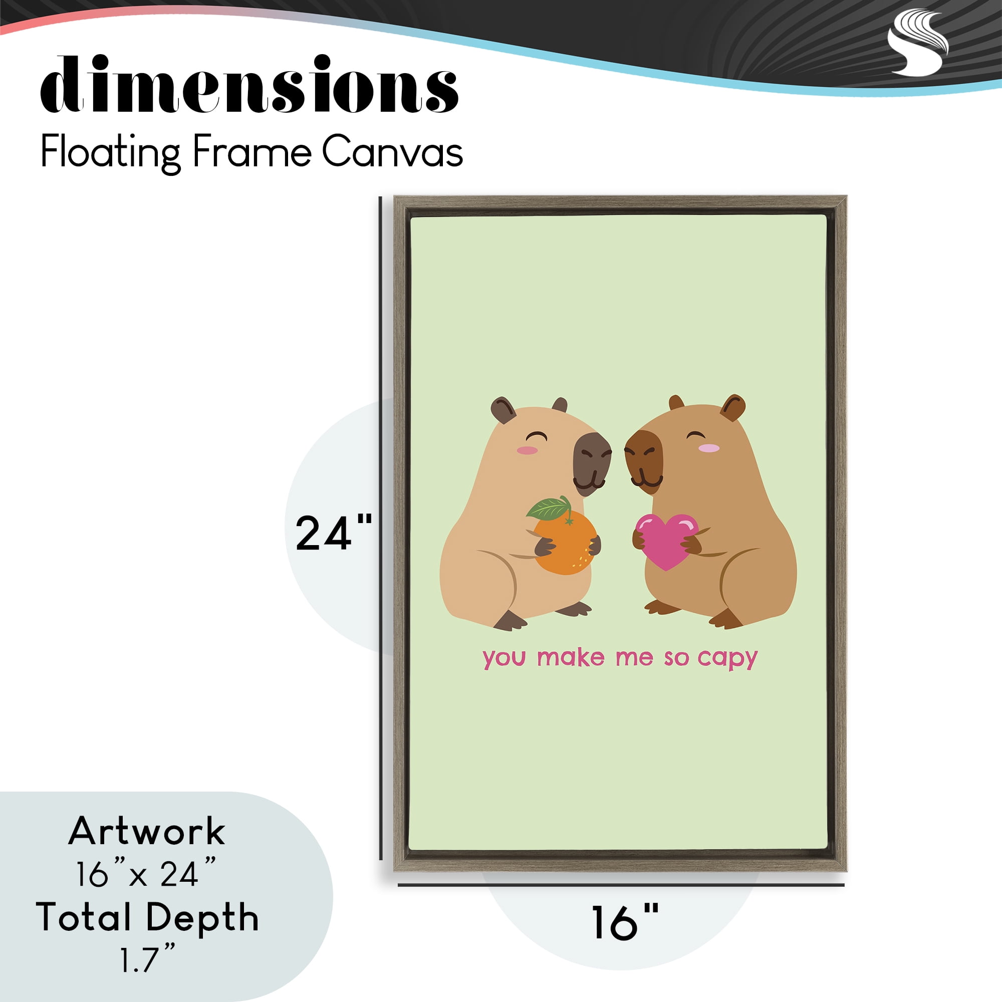 You Make Me So Capy Brown Framed Floater Canvas Wall Art, design by Emily Dumas