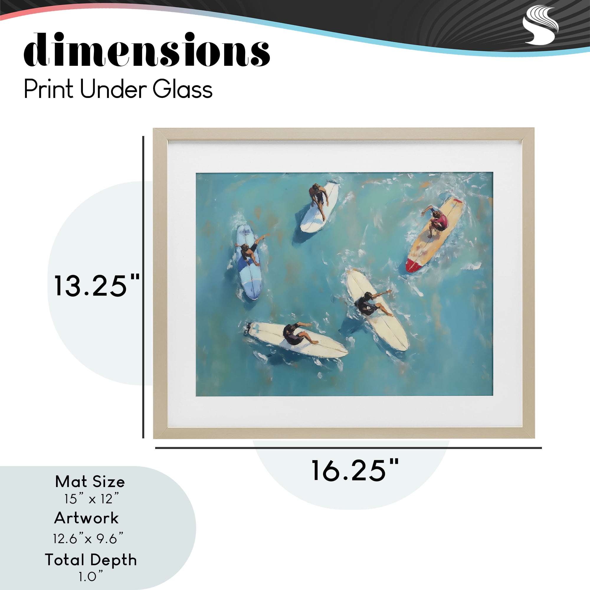 Stupell Industries Group of Surfers at Sea Birch Framed Print Under Glass, design by LSR Design Studio