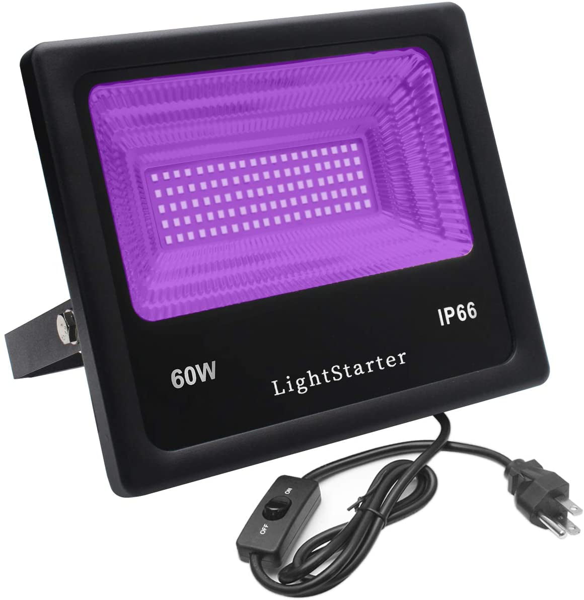 LightStarter UV Black Light 100 LEDs High Power 60W Ultraviolet UV LED Flood Light IP66-Waterproof Grade for Blacklight Party,Stage Lighting,Body Paint Fluorescent Poster,Neon Glow