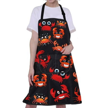 

CMNIM Crab Apron with Pocket Funny Crab Apron Crab Cooking Apron Red Crab Kitchen Apron Crab Boil Apron BBQ Baking Chef Apron (Crab Apron) C49