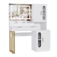 thumbnail image 6 of TROPOW Vanity Desk with Mirror and Lights, Fluted Vanity Table with Drawers and Cabinets, Modern Makeup Desk with Charging Station, 3 Color Lighting Modes,White, 6 of 7