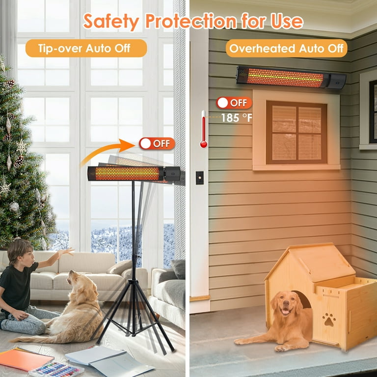 Outdoor Heaters for Patio, Nertpow Infrared Electric Patio Heater for  Indoor/Outdoor Use with Tripodu0026Remote Control, 1500W Space Heater IPX5,  Wall-Mounted For Garage Backyard - Walmart.com