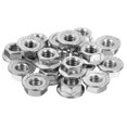 thumbnail image 1 of Tuerca de bloqueo hexagonal con brida serrada Uxcell 5/16-18, paquete de 25, tuerca de brida hexagonal de acero inoxidable 304, rosca completa, plateada, 1 of 7