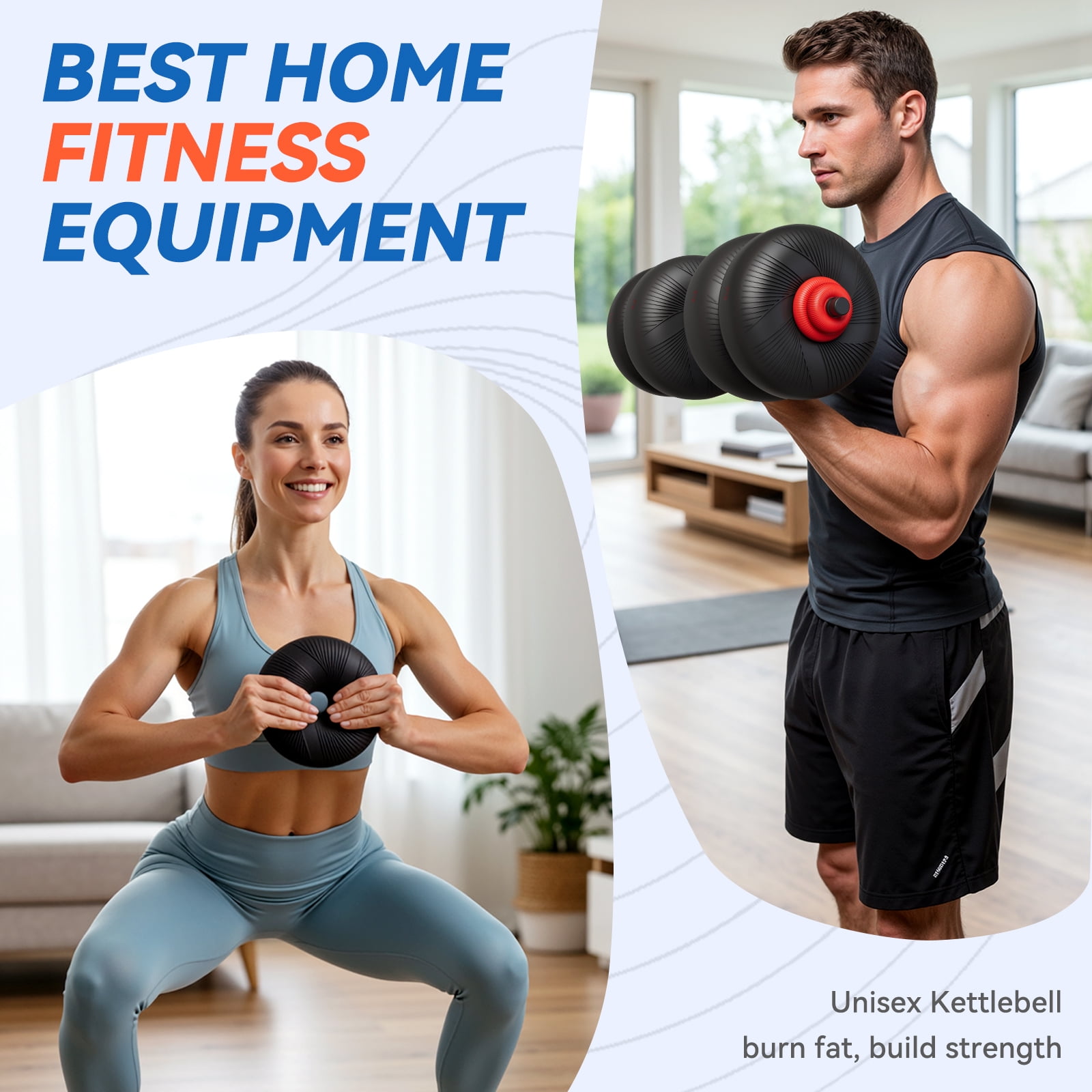 TLGREEN Adjustable Dumbbell Set, 45lbs/67lbs Free Weight Set, 4-in-1 Used as Barbell, Dumbbells, Kettlebell, Weight Plates, Soft Rubber Coated, Space Saving Fitness Exercise for Men/Women