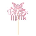 thumbnail image 5 of Mother's Day Cake Toppers Set, Pink Glitter Butterfly & Heart 4 Styles Mom Cake Decor for Mother's Day Birthday Party, 5.90"×5.00" 4PCS, 5 of 9