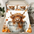thumbnail image 2 of Manfei Kawaii Rustic Cow Full Size Sheets for Kid, Autumn Maple Bed Sheets, Happy Fall Harvest Sheet Sets, Breathable Home Decor, 4pcs, 2 of 7
