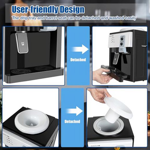 Top Loading Cold and Hot Water Cooler Countertop Water Dispenser,Office Water Cooler Cold and Hot Water Cooler Dispenser for 1to 5 Gallon Bottles,Countertop Water Cooler, White