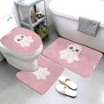 thumbnail image 3 of Bathroom Rugs Sets 3 Piece - Cute Pink Halloween Ghost A Absorbent Non Slip Bath Mats, U-Shape Toilet Lid Cover, Contour Mat, Soft Washable Shower Mats Bath Rug Mat for Bathroom Tub Toilet, 3 of 7