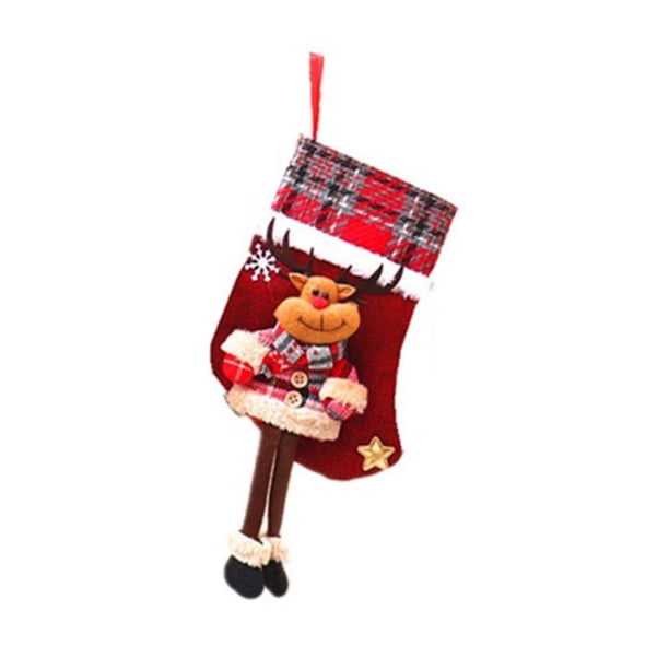 sweethay Medias de rejilla de Navidad copo de nieve calcetines de muñeca 3D con pierna larga bocadillos de caramelo colgante bolsa de regalo decoración Kits de decoración para fiestas Alce sweethay HA069610-03