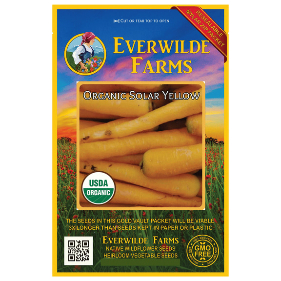 Everwilde Farms - 500 Organic Solar Yellow Carrot Seeds - Gold Vault Jumbo Bulk Seed Packet