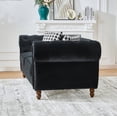 thumbnail image 5 of Sofas for Two 67"Chesterfield ‌velvet upholstery fabric Sofa with Roll Armrest & Nailhead,Upholstered Mid Century Modern Couch,2 Seater Couch for Living Room, Office, Apartment, Black,Small Couches, 5 of 12