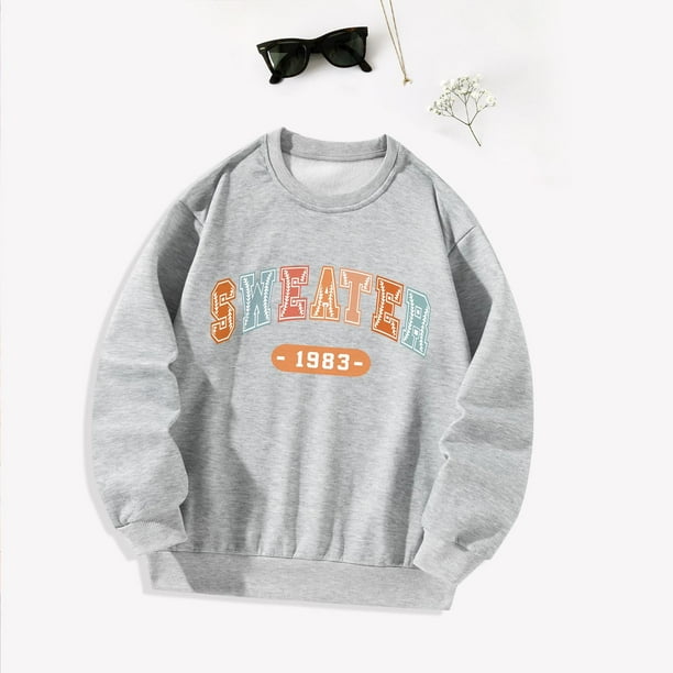 Sudadera para mujer, jersey, ropa de otoño, cuello redondo, cómoda sudadera con cuello redondo, sudadera para caminar, primavera, compras, trabajo , SG