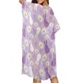 thumbnail image 4 of HELLHERO Polyester Long Kimono Swimsuit Cover Up for Beach Quick Dry Free Size Bathing Suit Cover Up Lavender Bunny Daisy, 4 of 6