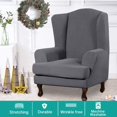 thumbnail image 2 of Housse de sofa en jacquard Extensible pour sofas à 2 Coussins, Gris Charbon, 2 of 7