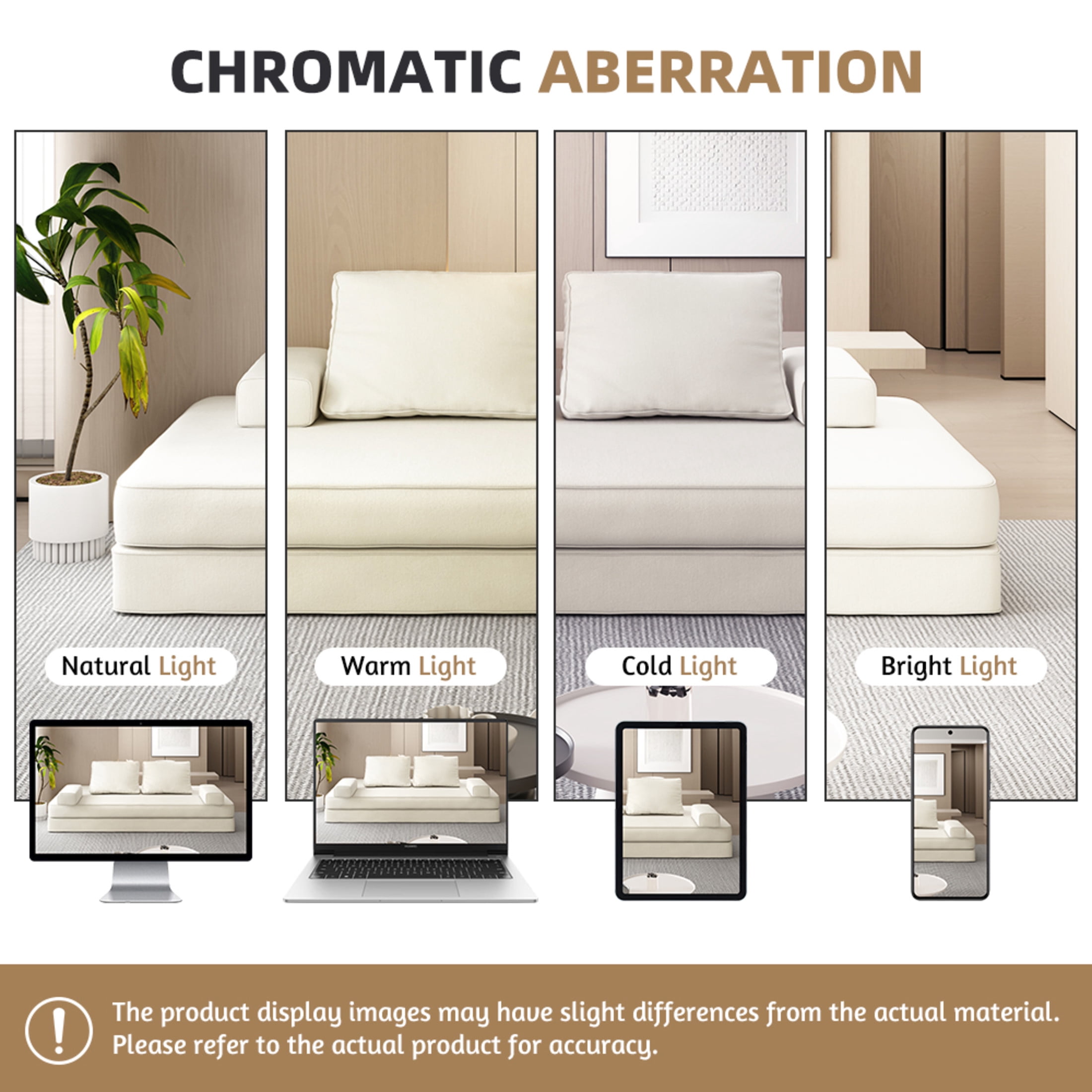 Noble House 87" Multifunctional Convertible Sofa Bed with Pillows, Fluffy Chenille Modular Floor Chaise Lounge, Beige