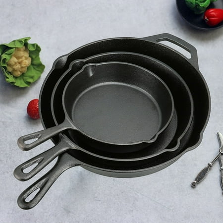 

GKM 3 Piece Cast Iron Skillet Set Pre-seasoned (8 10.5 12 )