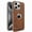 Brown, variant on for iPhone 14 Pro Max Magnetic Case, Stronger Magnet Compatible with Mag-Safe & Support Car Mount Holder, Luxury Logo View, Elegant PU Leather Plating Frame Phone Cover for iPhone 14 Pro Max, Brown