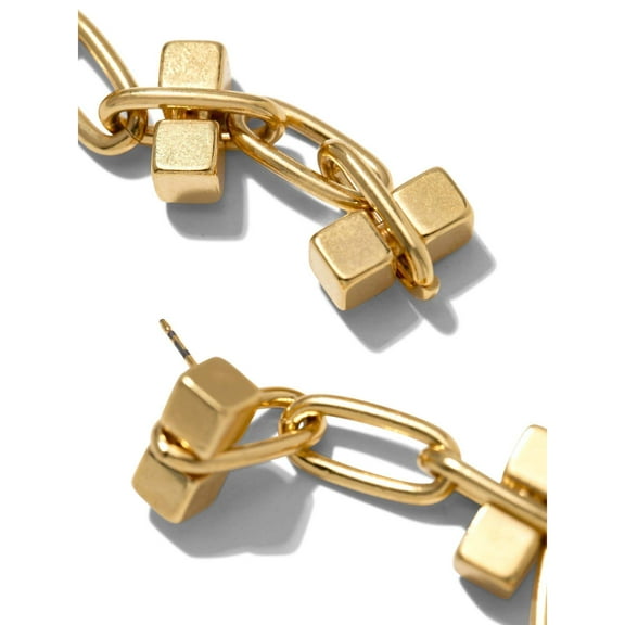Gold Blockbuster 3 Block Earrings