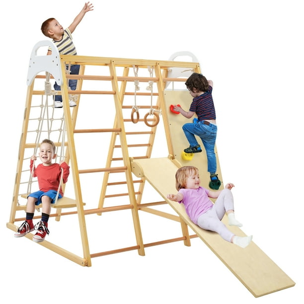 Costway 8in1 Jungle Gym Playset, Wooden Climber Play Set with Monke