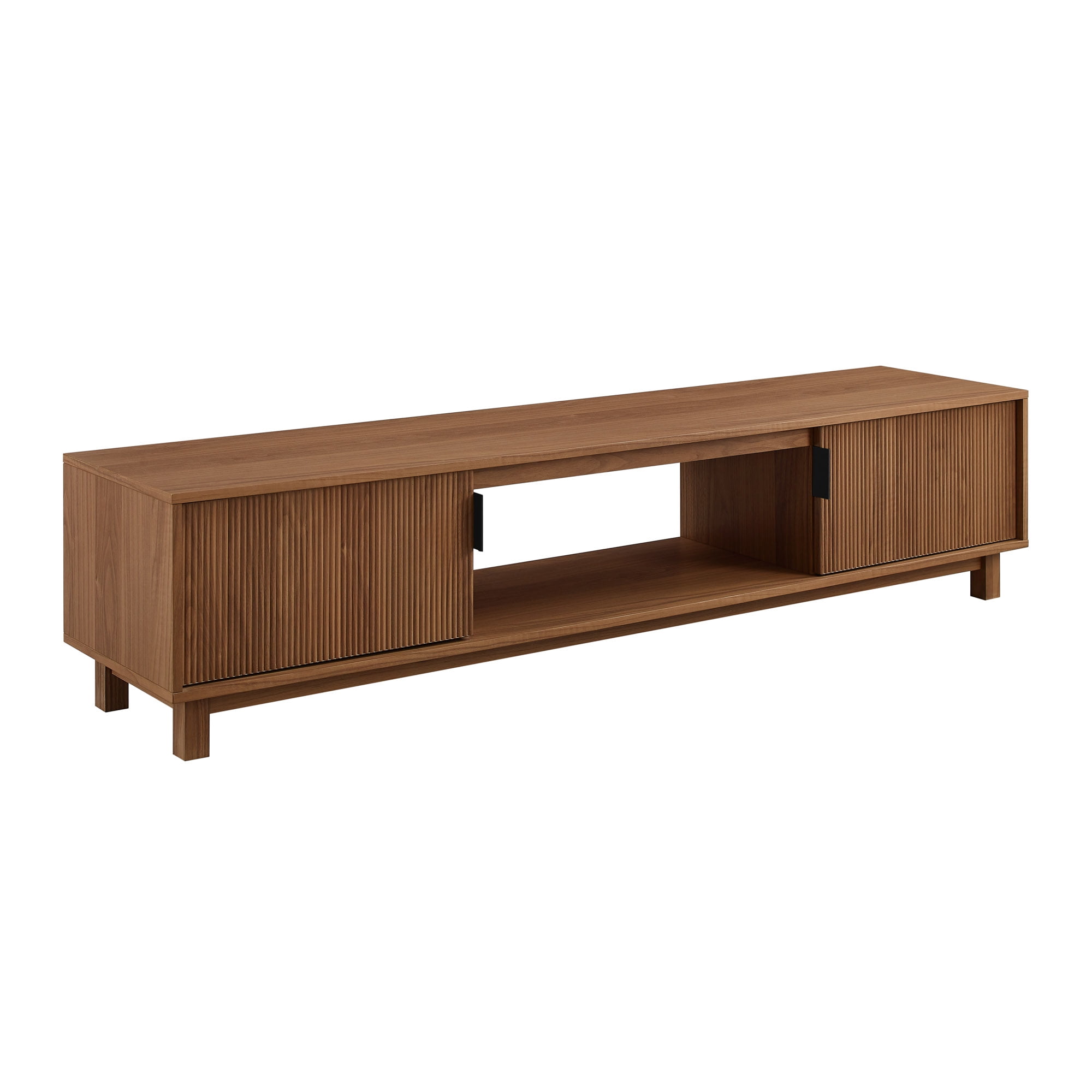 Walker Edison Mid-Century Modern Reeded 2-Door TV Stand for TVs up to 80”, Mocha