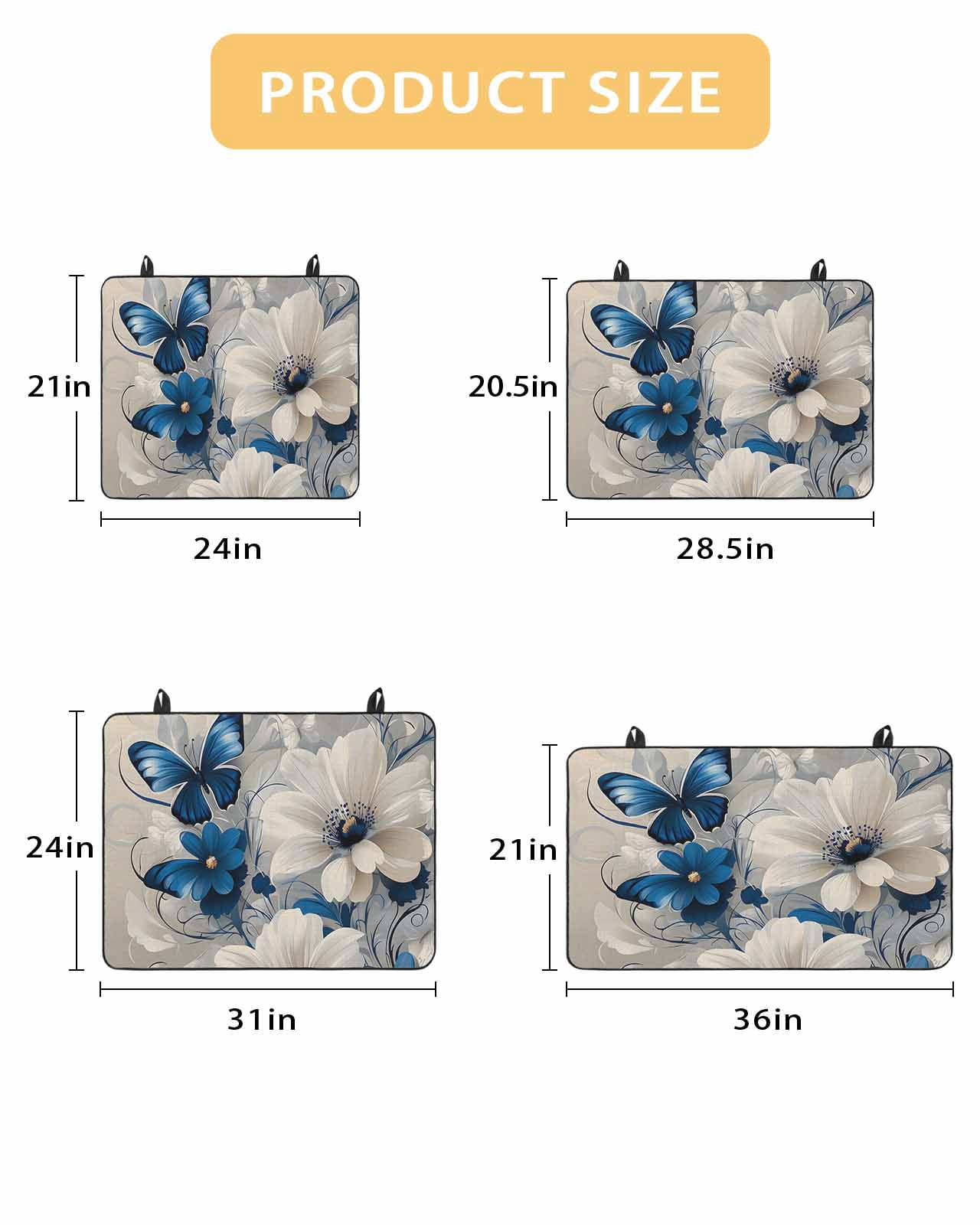 nqOlkjepod Large Induction Cooktop Protector Mat 36"x21", White Blue Flowers Stove Top Covers for Electric Stove, Vintage Elegance Butterfly Floral Stove Burner Cover Mats, Glass Top Stove Cover