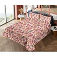 thumbnail image 4 of Ambesonne Butterflies Fitted & Flat Sheet with Shams 4 Pcs Set, Butterfly Spring Forest, Calking, Coral Salmon Dried Rose, 4 of 5