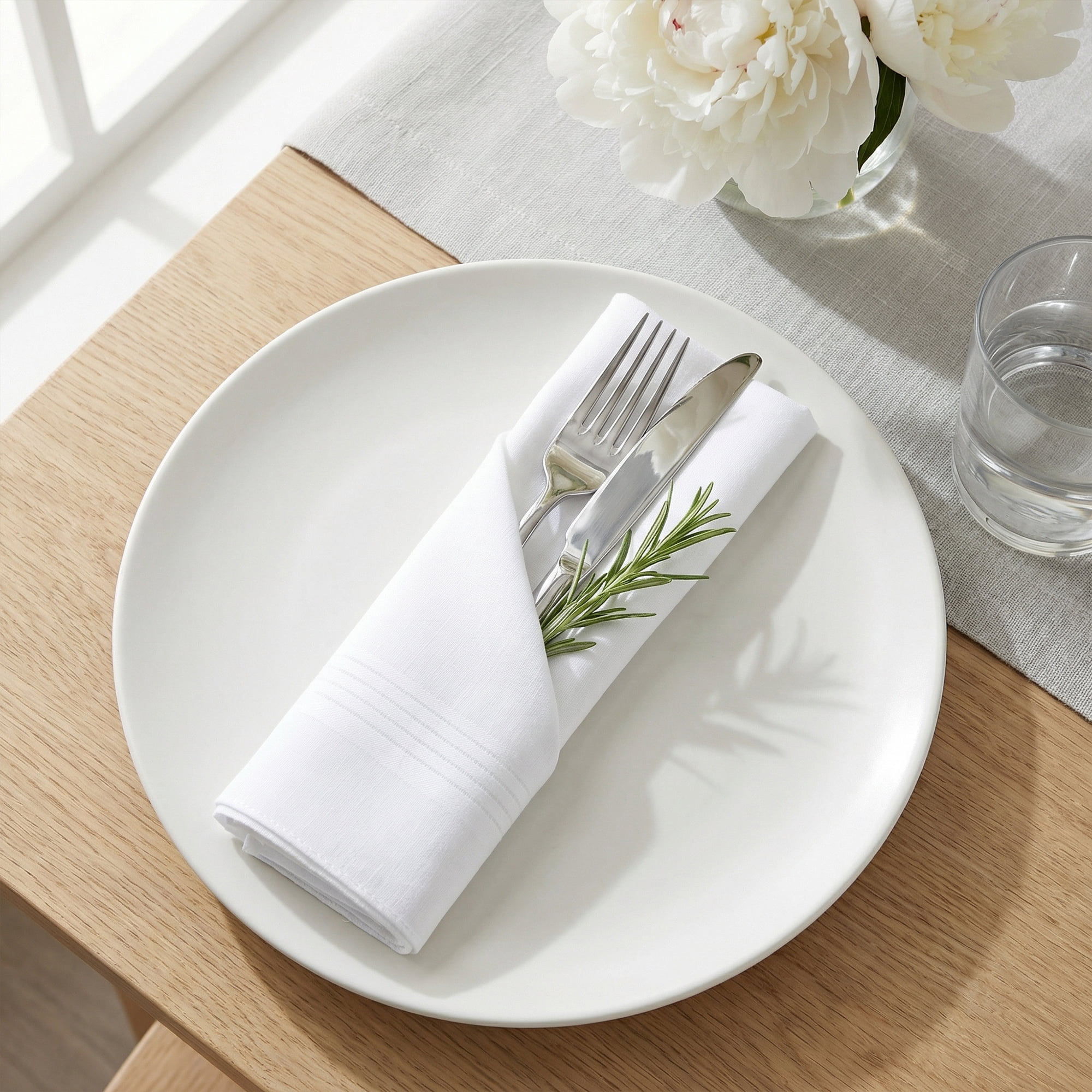 Unique Bargains 12Pcs Washable Reusable Cloth Napkins White 16x16inch