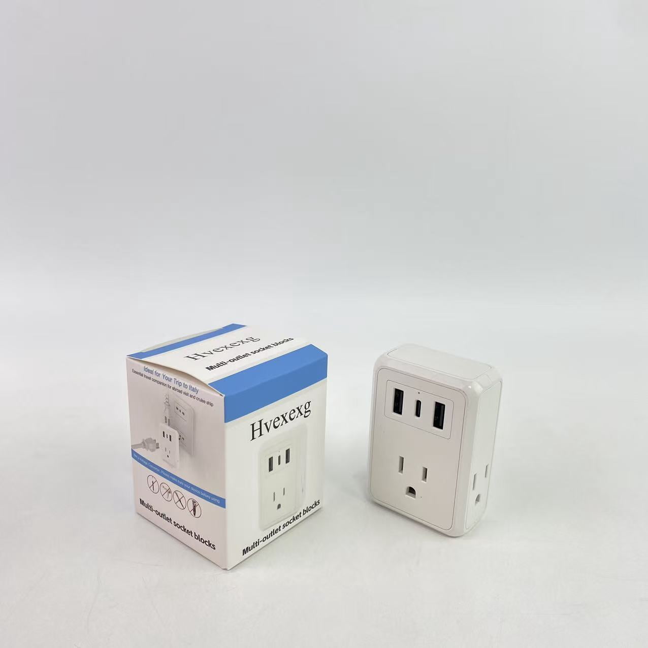 Hvexexg Multi-outlet socket blocks,Multi Plug Outlet Splitter, Multiple Outlets Extender Adapter with AC Power Socket, Side Splitter Box, Wall Tap Plug Expander for Home Hotel Office Dorm Essentials