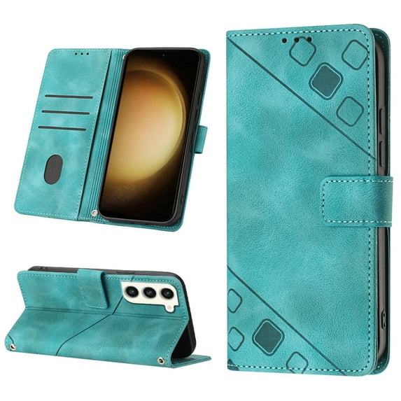 Nalacover Wallet Case for Samsung Galaxy S23, Skin-Friendly PU Leather Shoulder Strap Lanyard Crossbody Magnetic Clasp Flip Folio Cover with Card Slots Holder Kickstand Shockproof Case,Green