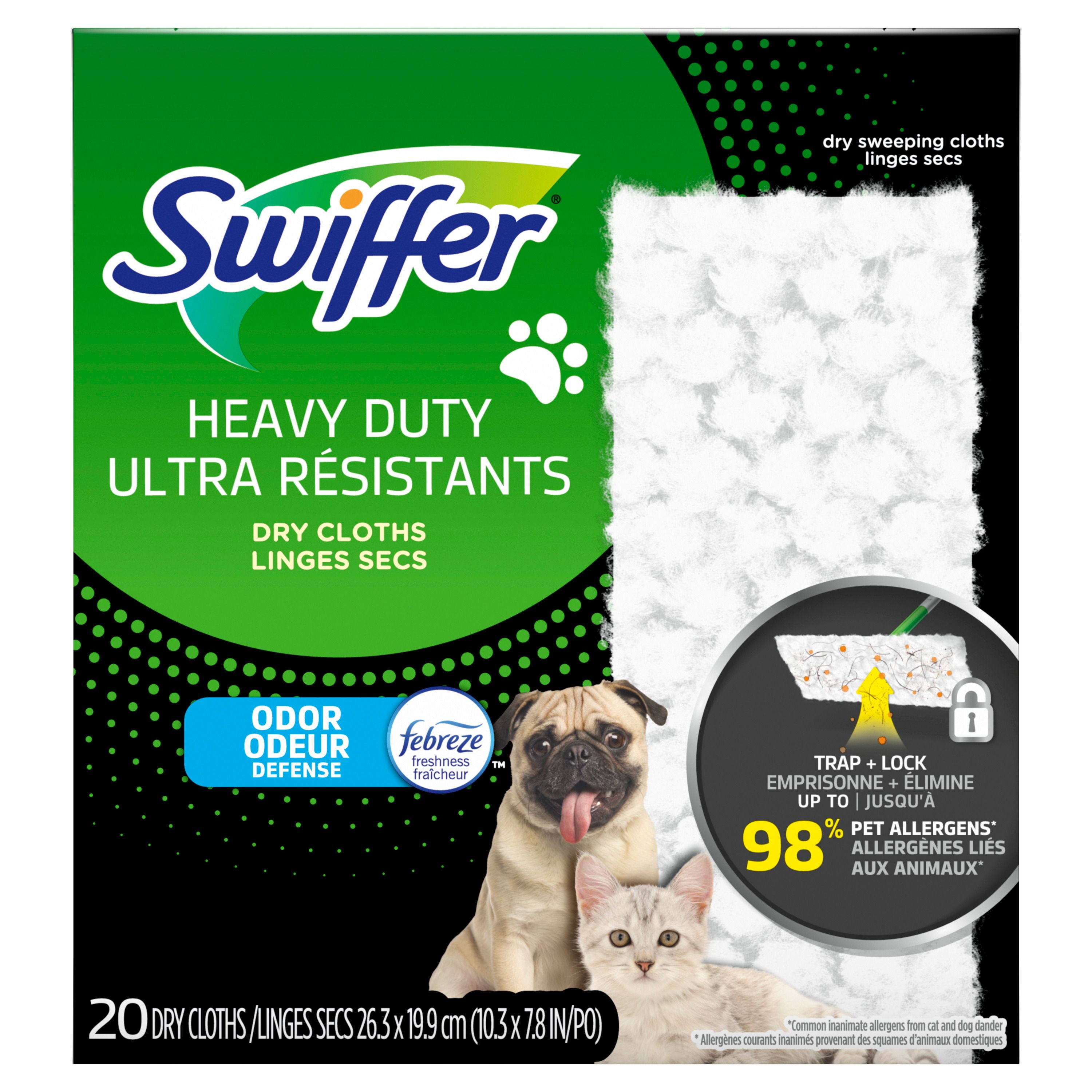 Swiffer Sweeper Pet Heavy Duty Dry Multi-Surface Cloth Refills for Floor Sweeping and Cleaning, Febreze Freshness, 20CT