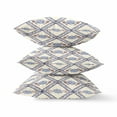 thumbnail image 3 of 16"x16" Cream Gray Brown Zippered Suede Geometric Throw Pillow, 3 of 3