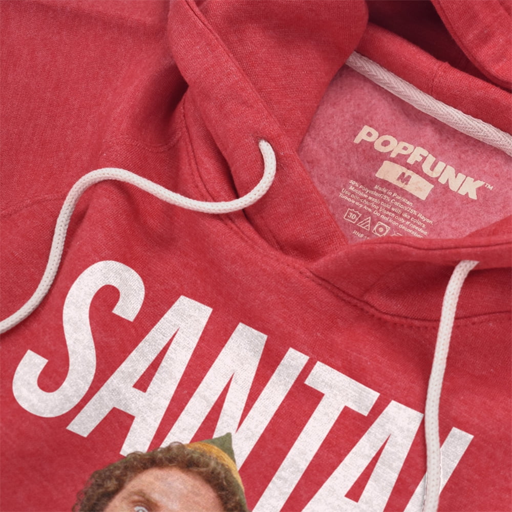 Elf Christmas Saaaaaanta Unisex Adult Slim Fit Pull-Over Heather Hoodie, Red, Small