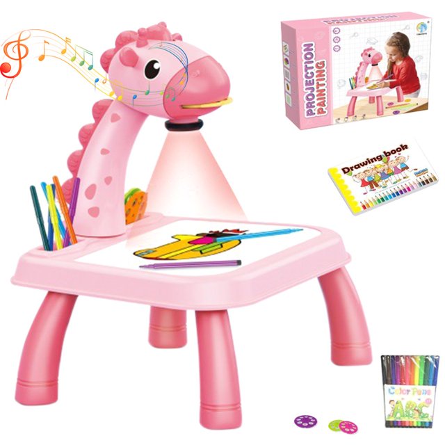 Drawing Projector Table for Kids Drawing Board Doodle Sketch Pad Trace and Draw Projector Toy Writing Painting Learning Desk with Smart Projector with Light Music Home School Gifts