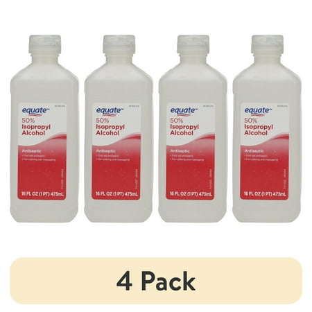 (4 pack) Equate 50% Isopropyl Alcohol Liquid Antiseptic, 16 fl oz