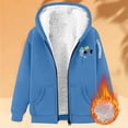 thumbnail image 4 of Women's Plus Size Hooded Sweatshirts Printed Graphic Long Sleeve Fleece Lined Zipper Jacket Coat with Pockets (4XL, Blue), 4 of 5
