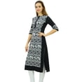 thumbnail image 1 of Phagun Kurta Droite Noire de Designer pour Femme, Manches 3/4, Kurti Décontractée Imprimée-14, 1 of 1