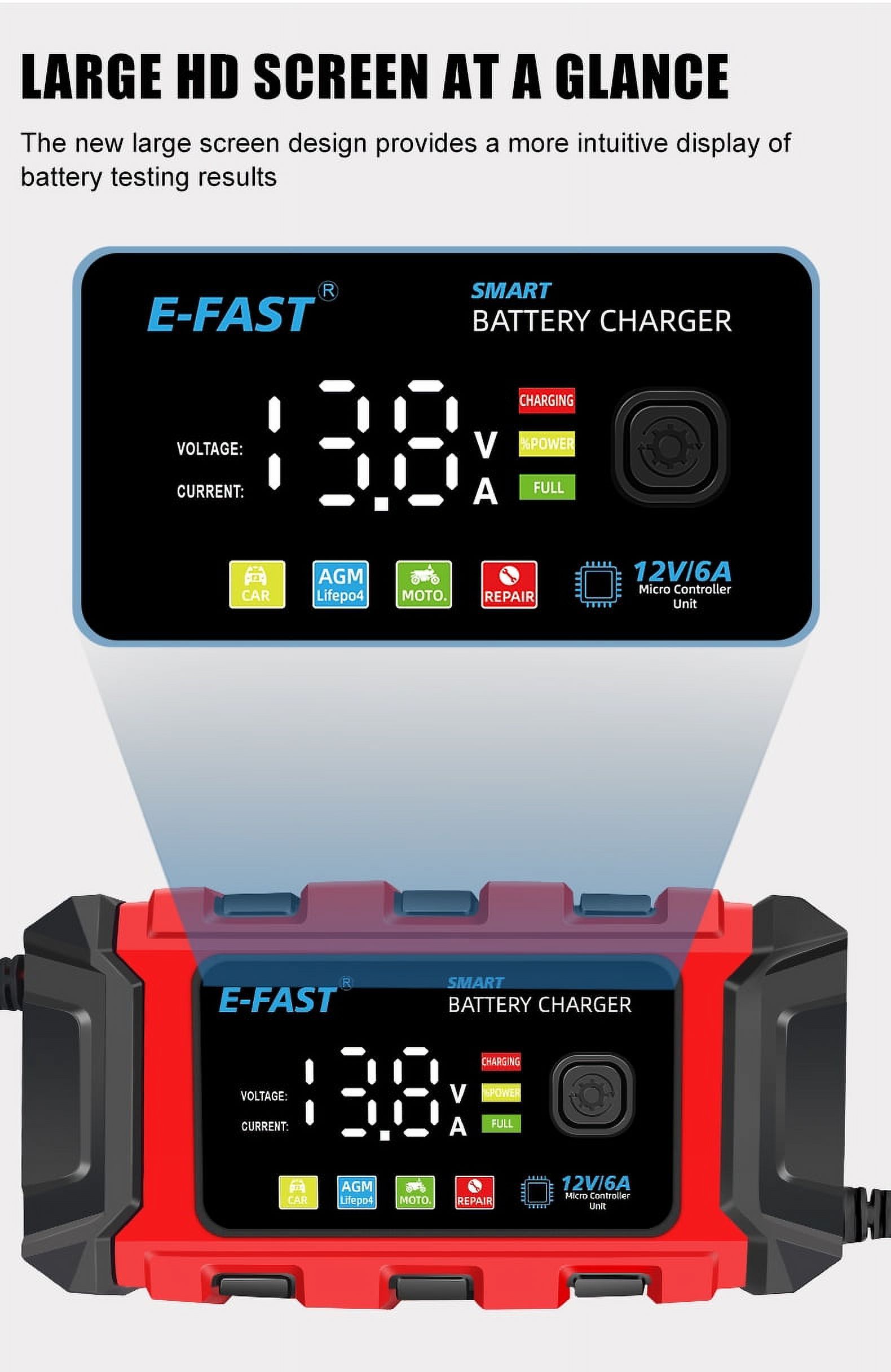 12V Car Battery Charger Automatic Lifepo4 Battery Tender AGM Repair Battery Maintainer 12 Volt Trickle Charger for Motorcycle
