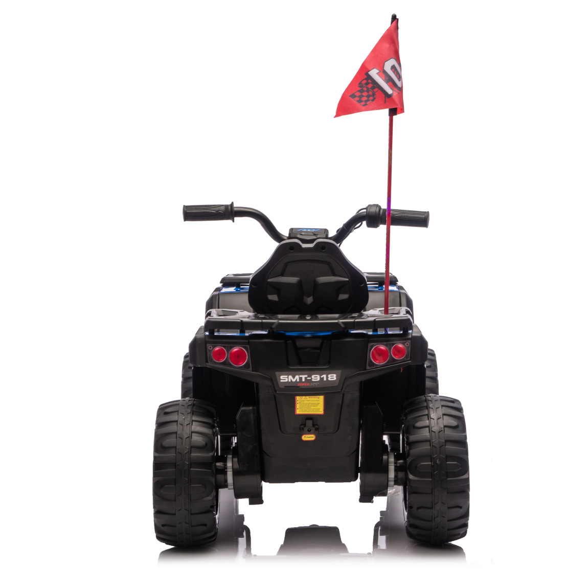 24V Electric Ride-On ATV, 2WD Electric 4-Wheeler with Decorative Flags, Built-in Music, USB Port, Electric Ride On Car for Kids 3-6, Blue