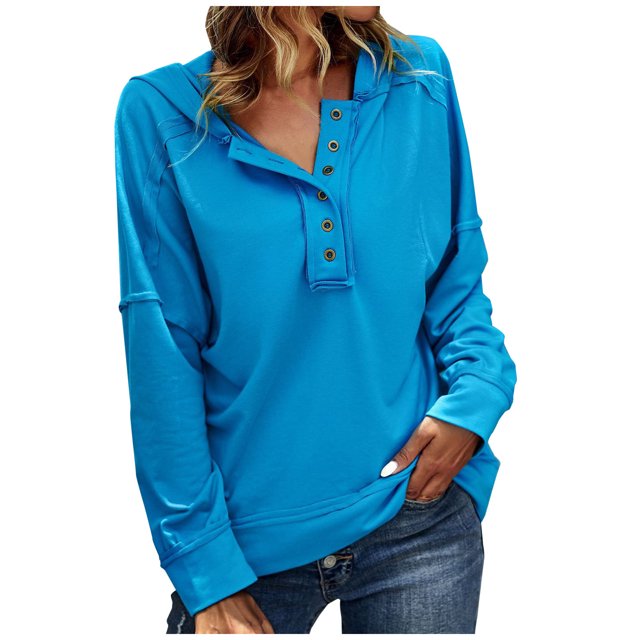Sudadera Para Mujer Moda Sudaderas Con Capucha Sudadera Casual Invierno Sólido Manga Larga Botón Bolsillo Odeerbi ODB173178