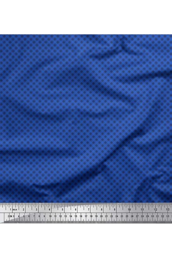 Rayon Fabric Blue Small Motif Shirting Print Sewing Fabric Yard 42 Inch Wide