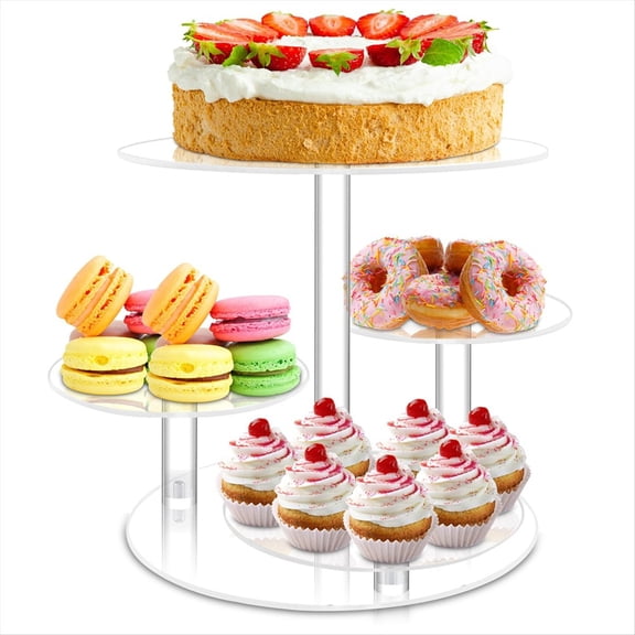 Rollbacks & More Cupcake Stand,4 Tier Acrylic Cake Stand, Round and Stand Combo,Cake Display Tree for Wedding Birthday