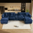 thumbnail image 2 of Wiilayok U Shaped Sectional Sofa,151" Oversized Modular Cloud Couch Sofa with 2 Ottoman and Extra Deep Seat for Living Room，4 Seater Modern Chenille with Central Console USB Port,Dark Blue, 2 of 9